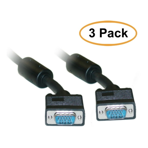 Coaxial Construction ACL 50 Feet Premium Gold plated VGA Male to Male Cable Double Shielded with Ferrites 3 Pack Coaxial Construction ACL 50 Feet Premium Gold plated VGA Male to Male Cable Double Shielded with Ferrites 3 Pack